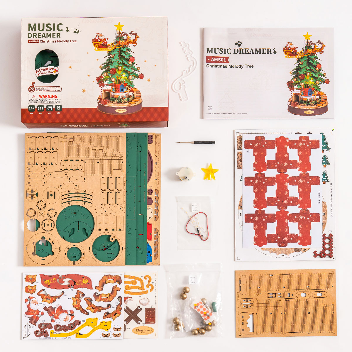Rolife 3D-Holzpuzzle – Weihnachtsmelodie-Baum AMS01 Galeriebild 3