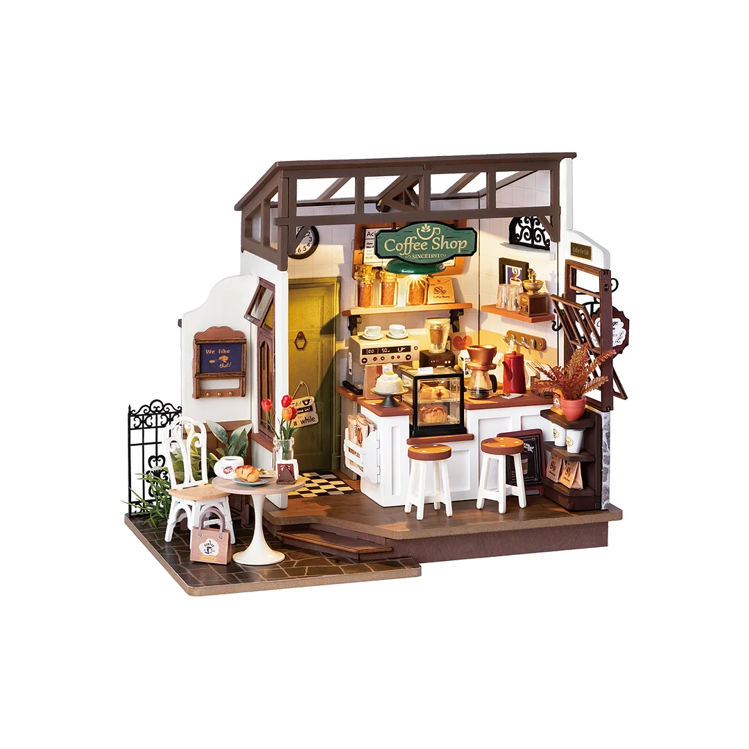 Rolife DIY-Miniaturhaus – Flavory Cafe DG162, Produktansicht mit weißem Hintergrund