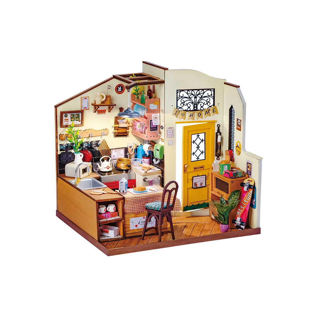 Rolife DIY-Miniaturhaus – Cozy Kitchen DG159 Produktansicht mit weißem Hintergrund