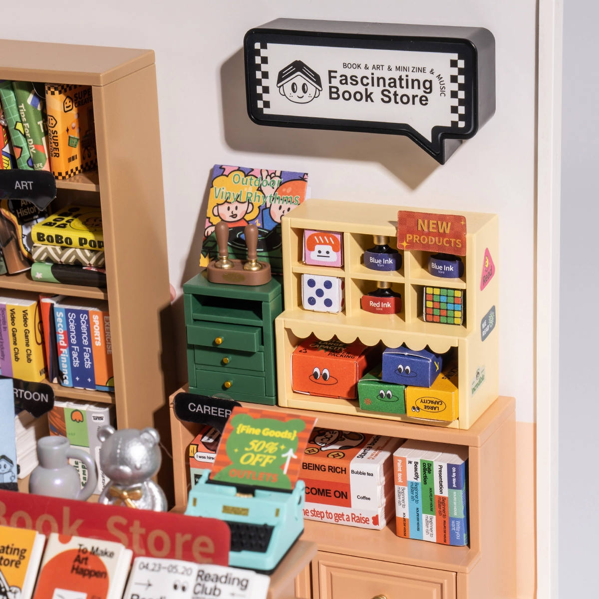 Rolife Fascinating Book Store Super Creator Miniaturhaus DW004, nicht lesbarer Bildplatzhalter aus der Quelldatei