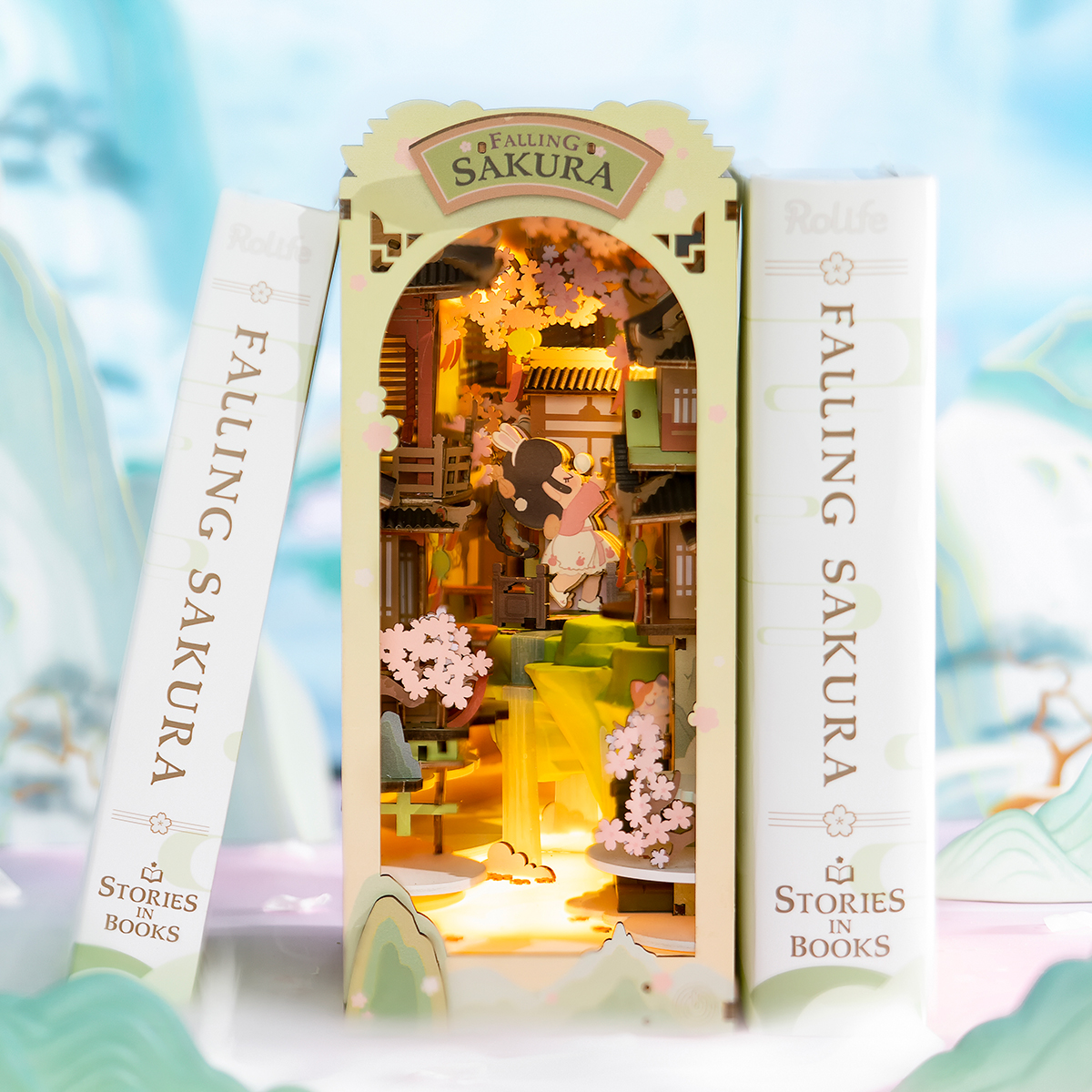 Rolife DIY Book Nook Kit – Falling Sakura TGB05 Tischdisplay-Szene