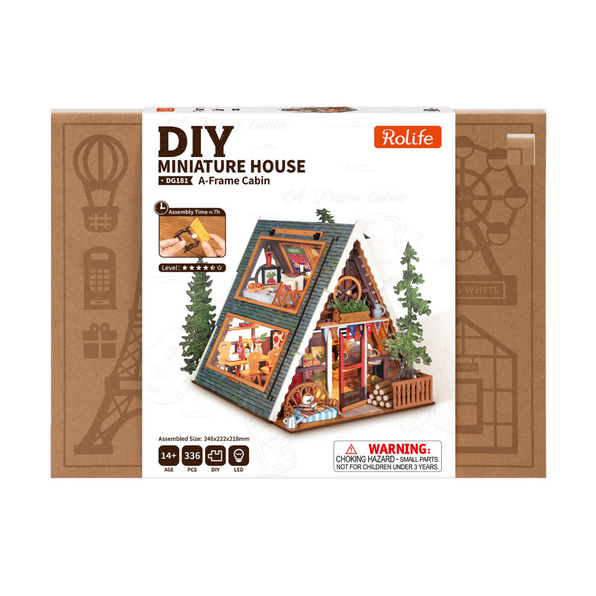 Rolife A-Frame Cabin DG181 Produktpaket mit fertigem Miniaturhaus
