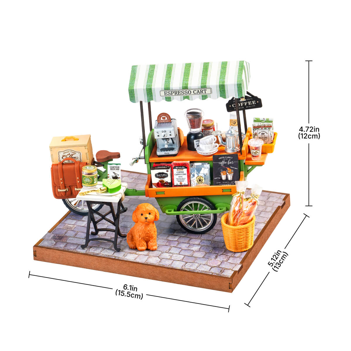 Aromatic Coffee Cart DG182 Größe Grafik, 15,5 x 13 x 12 cm Miniaturhaus