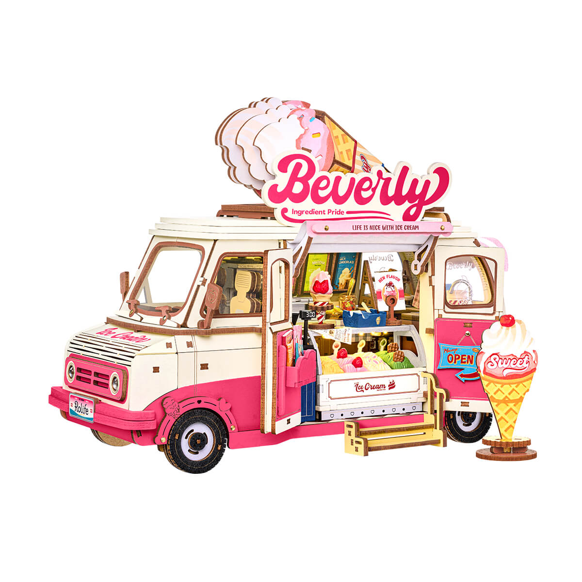 Beverly's Ice Cream Truck TGS06, Produktansicht mit weißem Hintergrund und Desserttheke