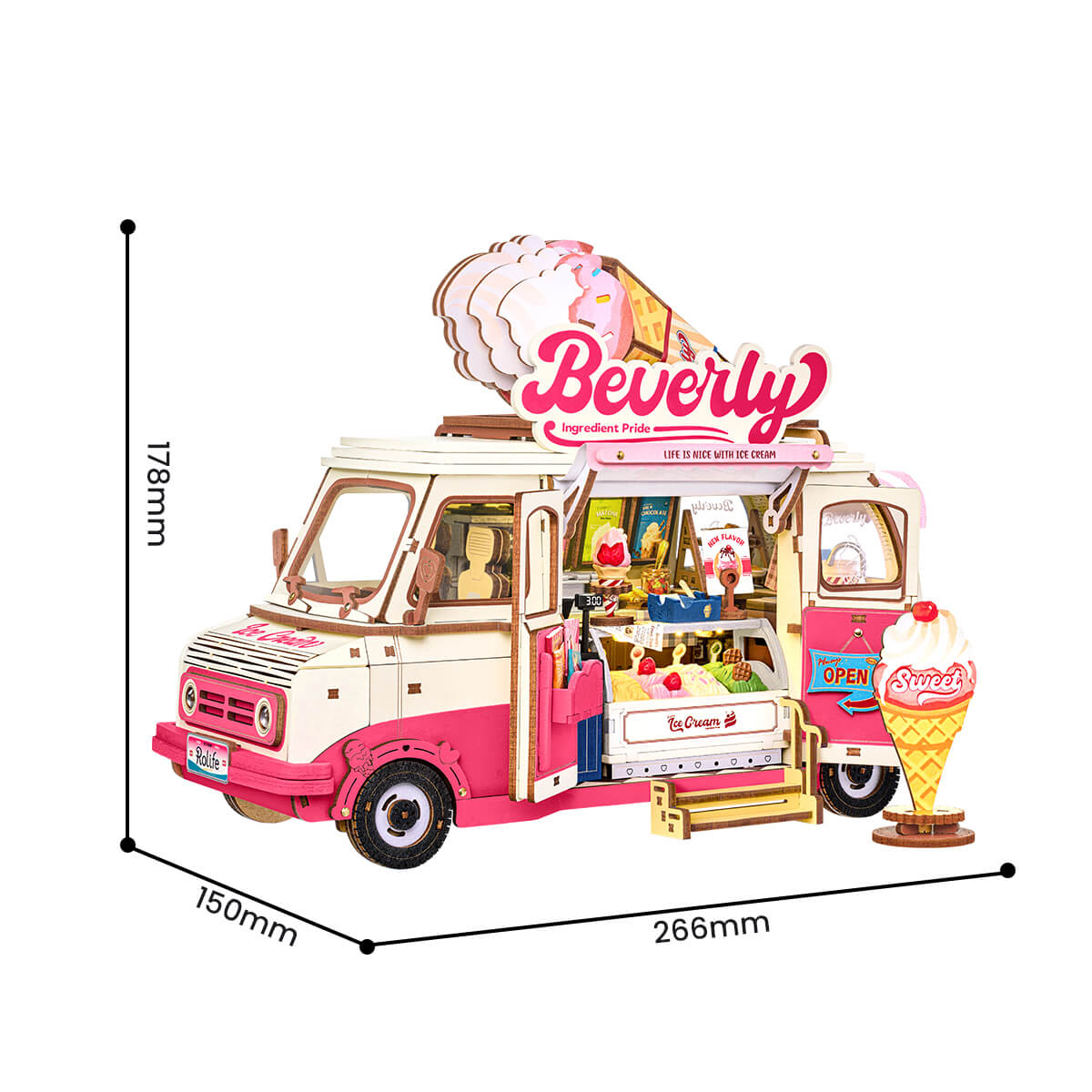 Beverly's Ice Cream Truck TGS06 Größe Grafik, 266 x 150 x 178 mm Fertigmodell