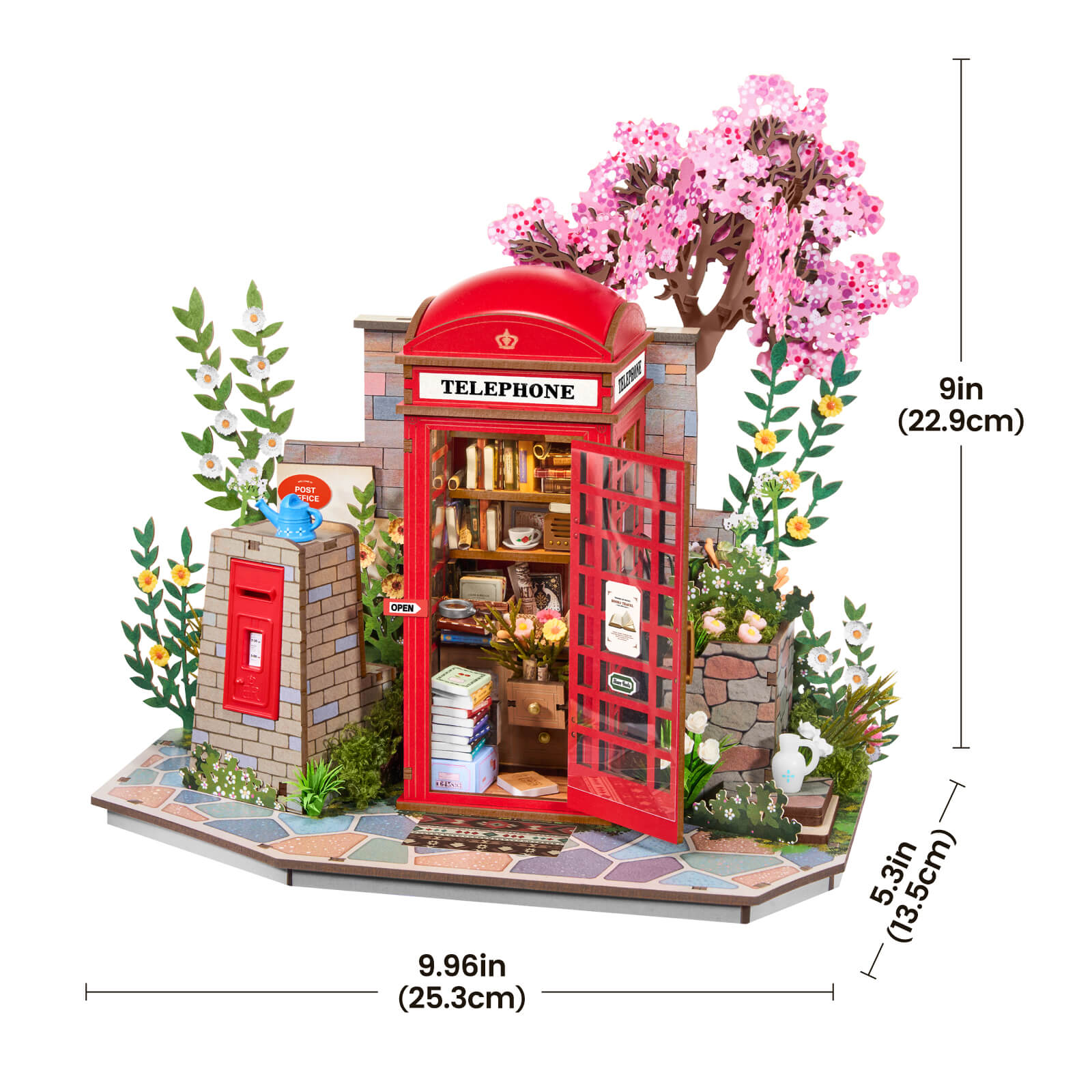 Grafik im Blossom Book Booth TGS05-Format, 25,3 x 13,5 x 22,9 cm, 9,96 x 5,3 x 9 Zoll, fertiges Modell