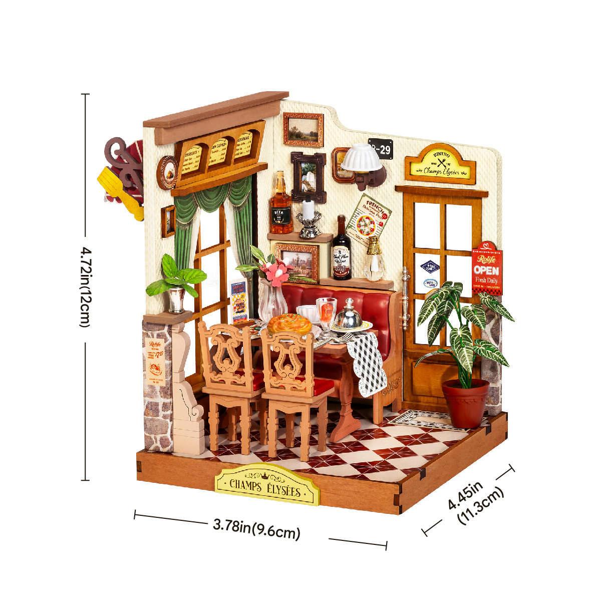Champs-Elysees Bistro DS053-Grafik, 9,6 x 11,3 x 12 cm, 3,78 x 4,45 x 4,72 Zoll, fertiges Modell