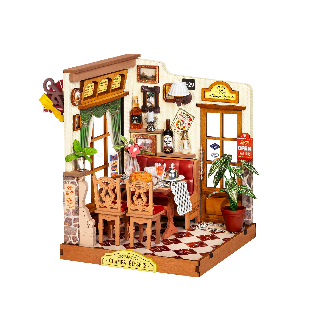 Rolife Champs-Elysees Bistro DS053 Produktansicht mit weißem Hintergrund und Essbereich