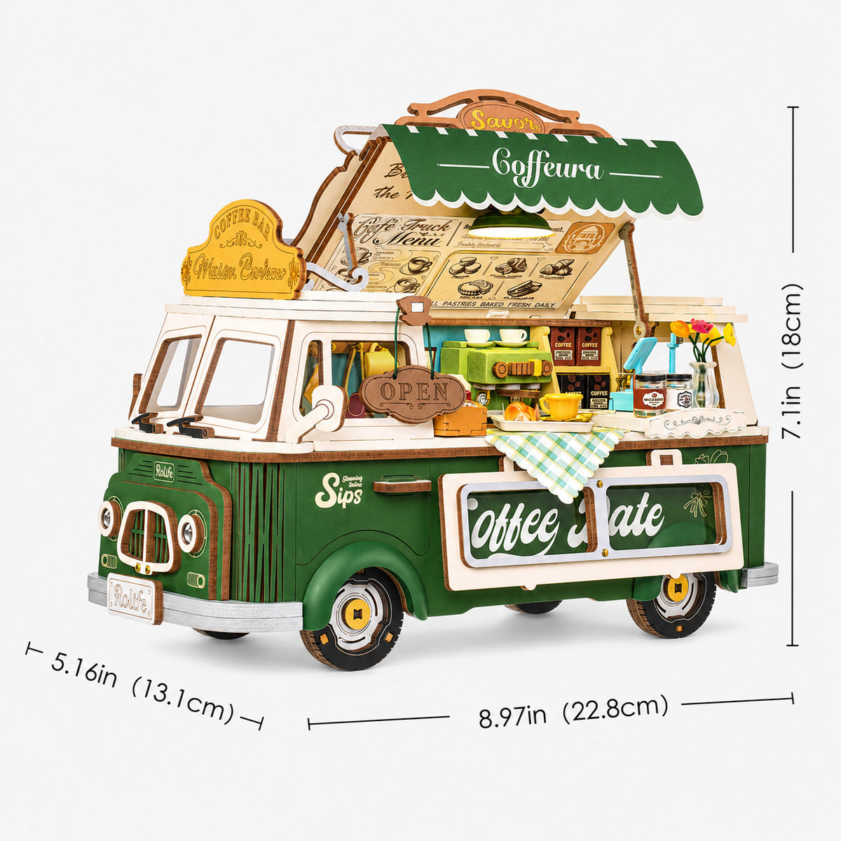 Leo's Coffee Truck TGS07-Grafik, 22,8 x 13,1 x 18 cm, 8,97 x 5,16 x 7,1 Zoll, fertiges Modell