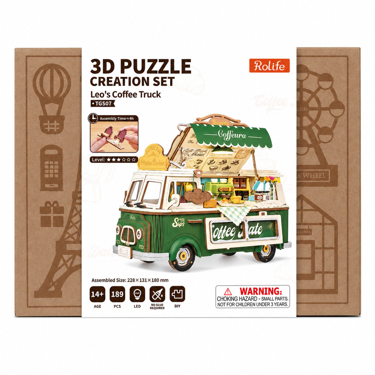 Leo's Coffee Truck TGS07-Paketbox mit 189-teiligem 3D-Puzzle-Erstellungsset