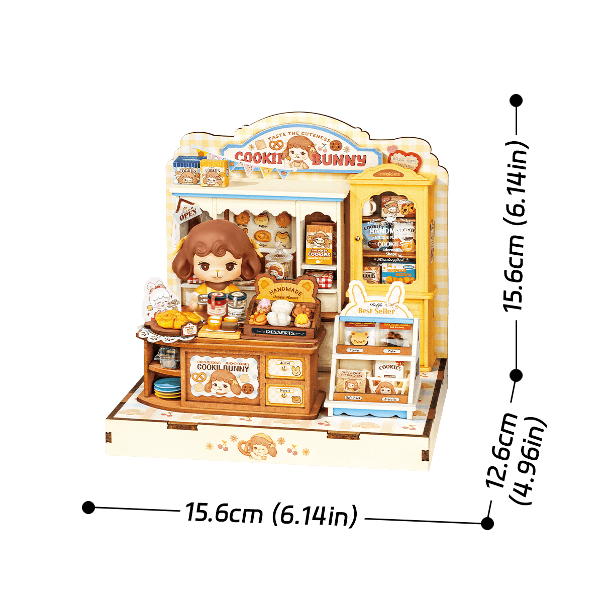 Cookii Bunny Cookie Shop DG177 Größe Grafik, 15,6 x 12,6 x 15,6 cm Miniaturhaus
