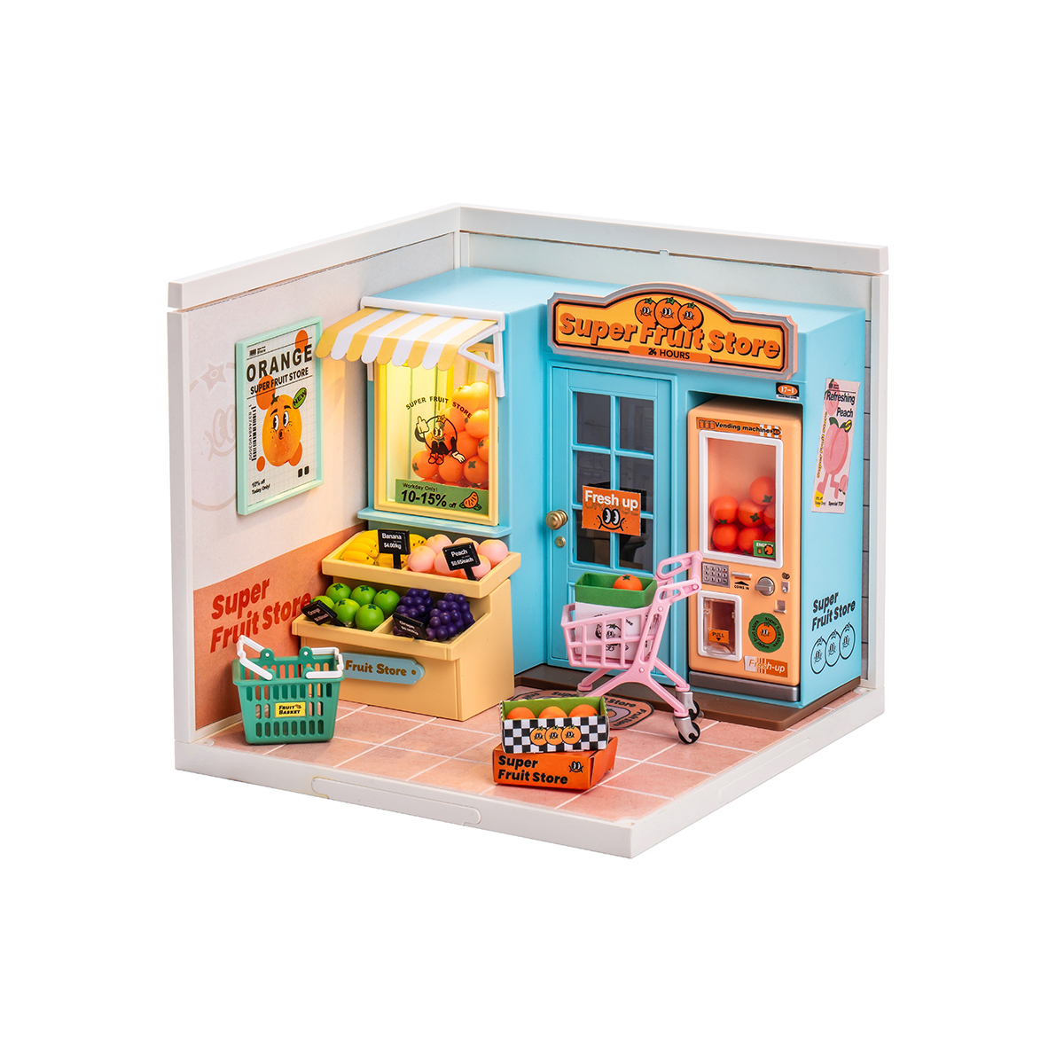 Rolife Super Fruit Store Super Creator Miniaturhaus DW003, Produktansicht mit weißem Hintergrund