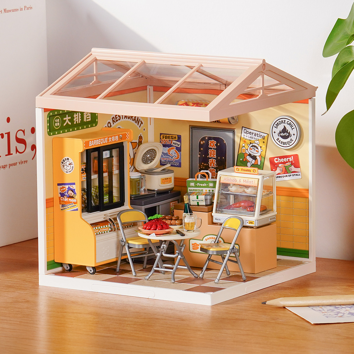 Rolife Night Out Food Stall DW022 Miniaturzimmer in einer Tisch-Wohnszene