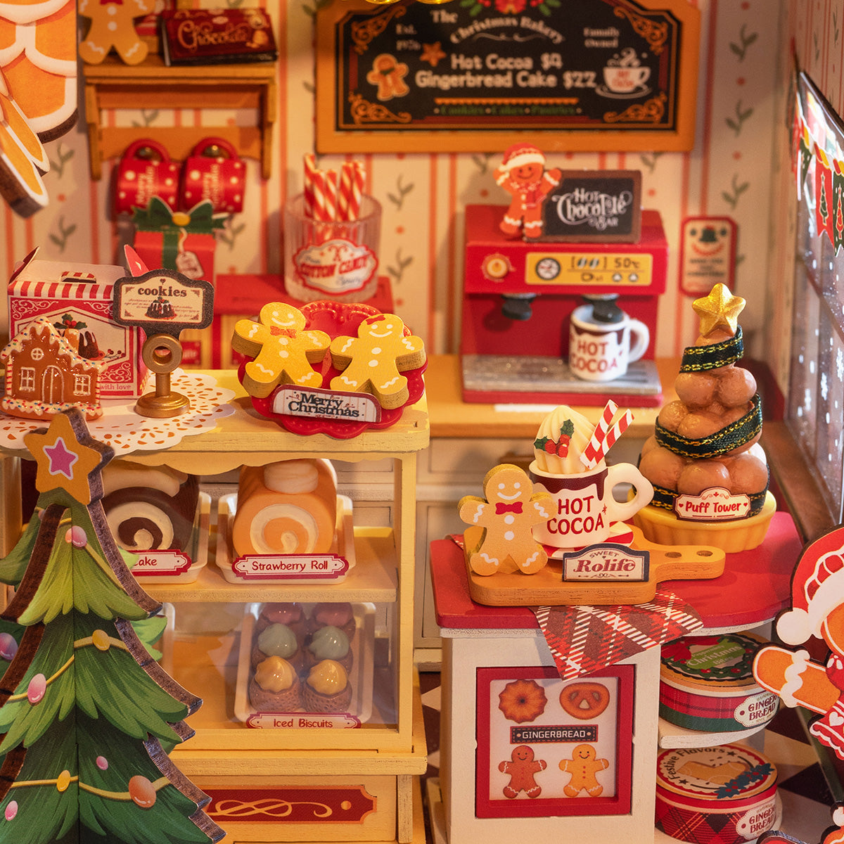 Gingerbread House DG176 Nahaufnahme der Konditorei und Details zum Weihnachtsdessert