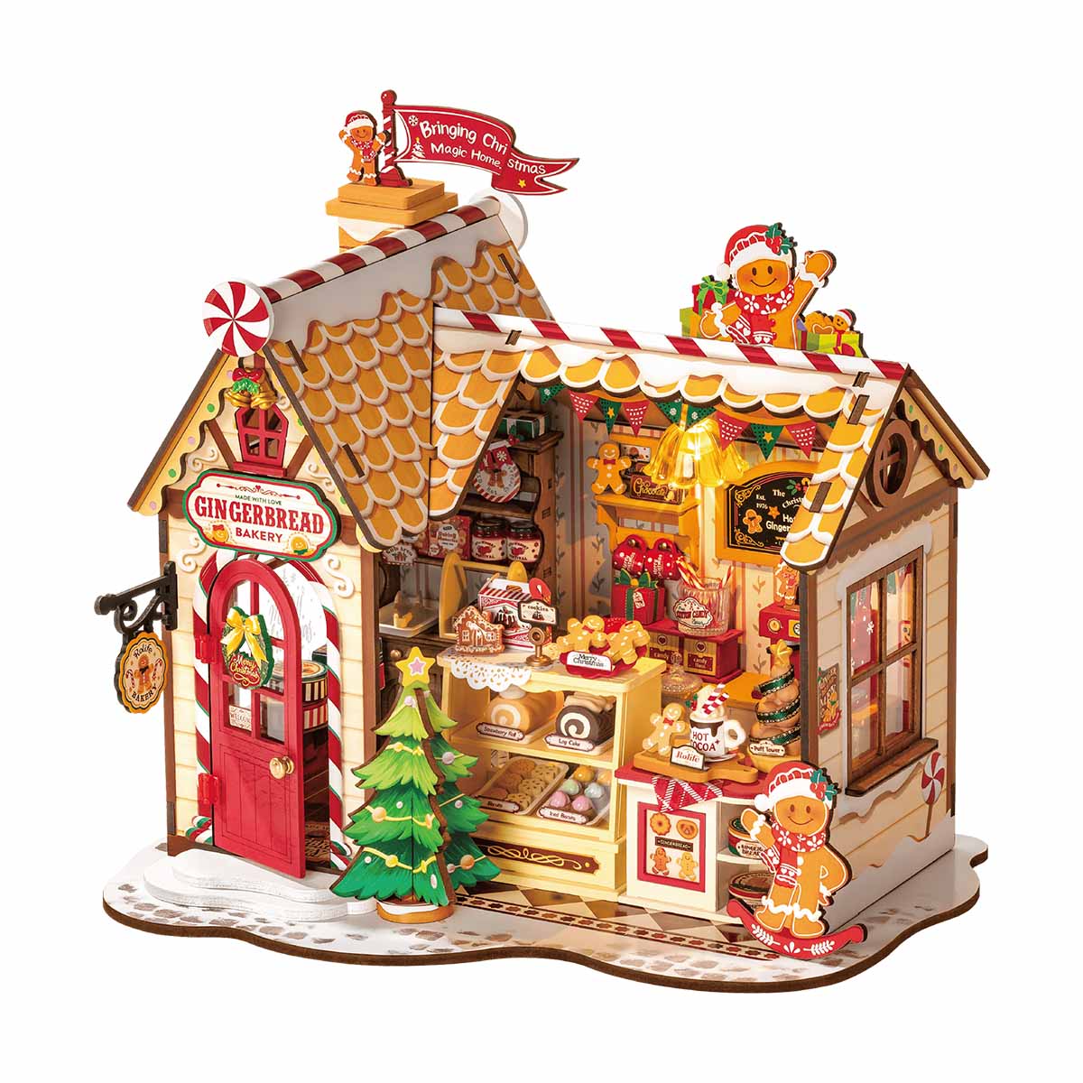 Rolife Gingerbread House DG176 Miniaturhaus mit weißem Hintergrund Produktansicht