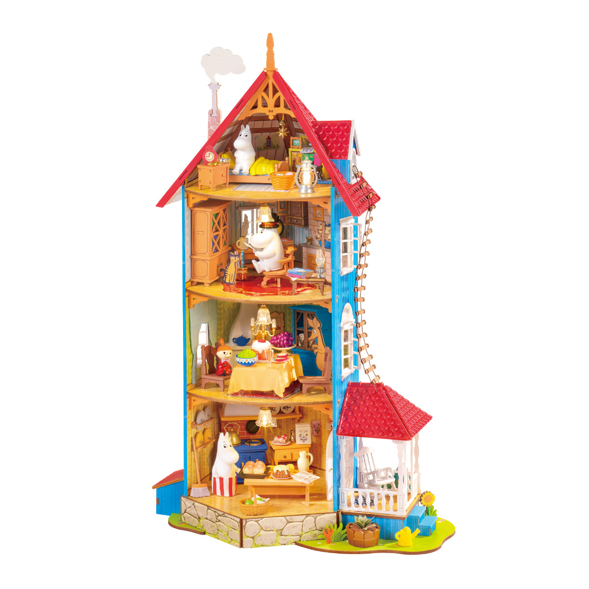 Rolife Moominhouse DIY-Miniaturhaus, weißes Hintergrundbild