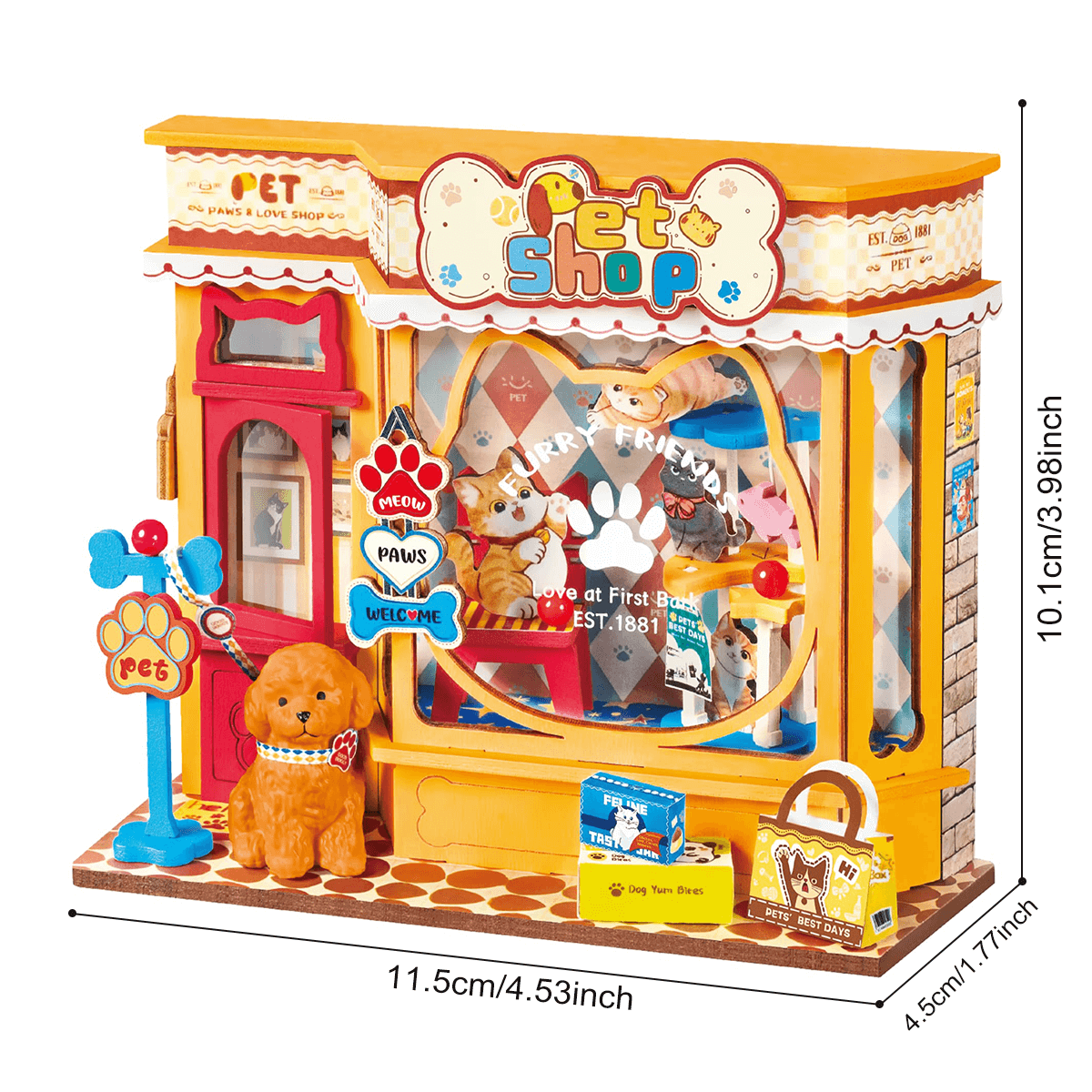 Pawfect Pet Shop DS045 Grafik im Format 11,5 x 4,5 x 10,1 cm, fertiges Miniaturhaus