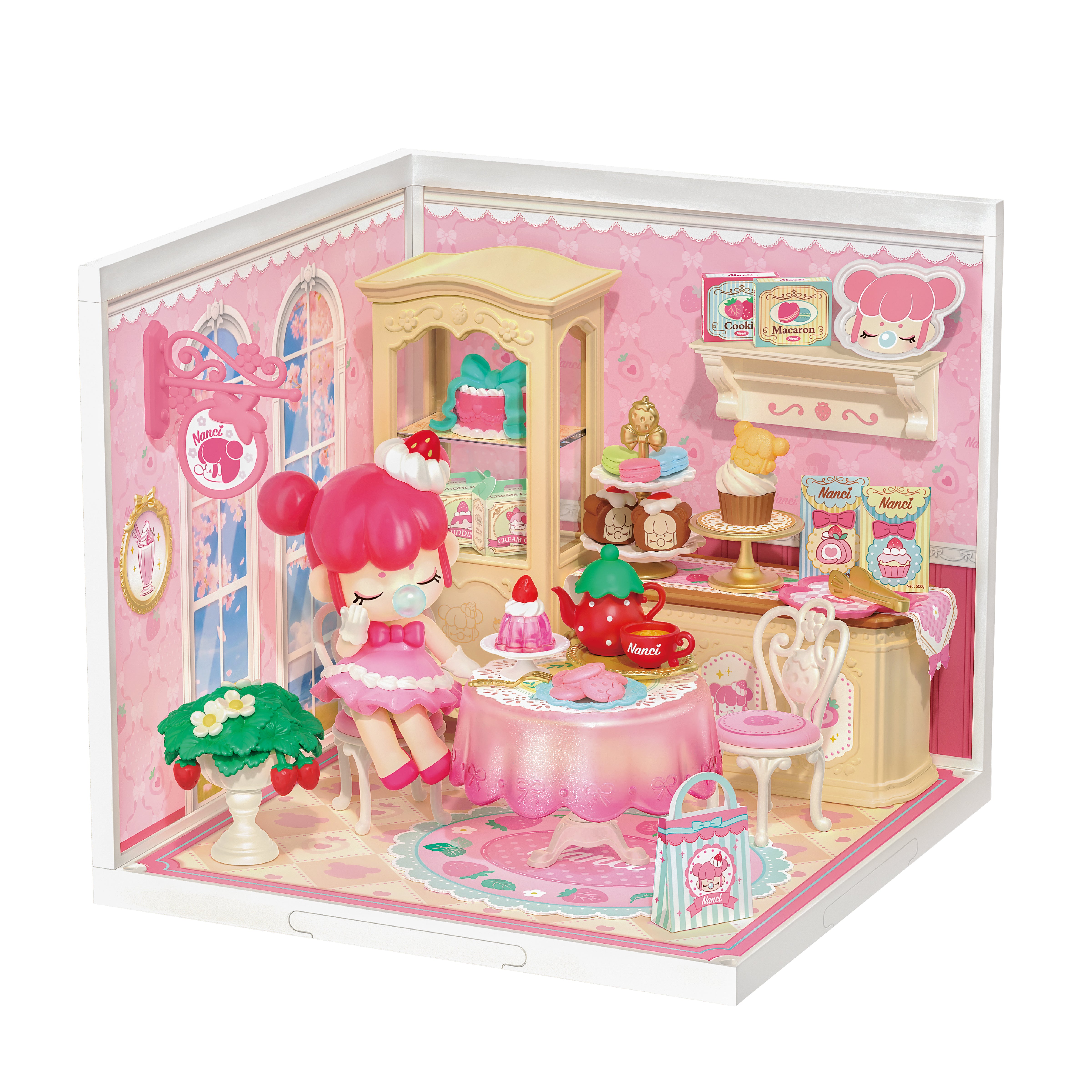 Rolife Nanci Strawberry Teatime Super Creator weißer Hintergrund, Vorderansicht