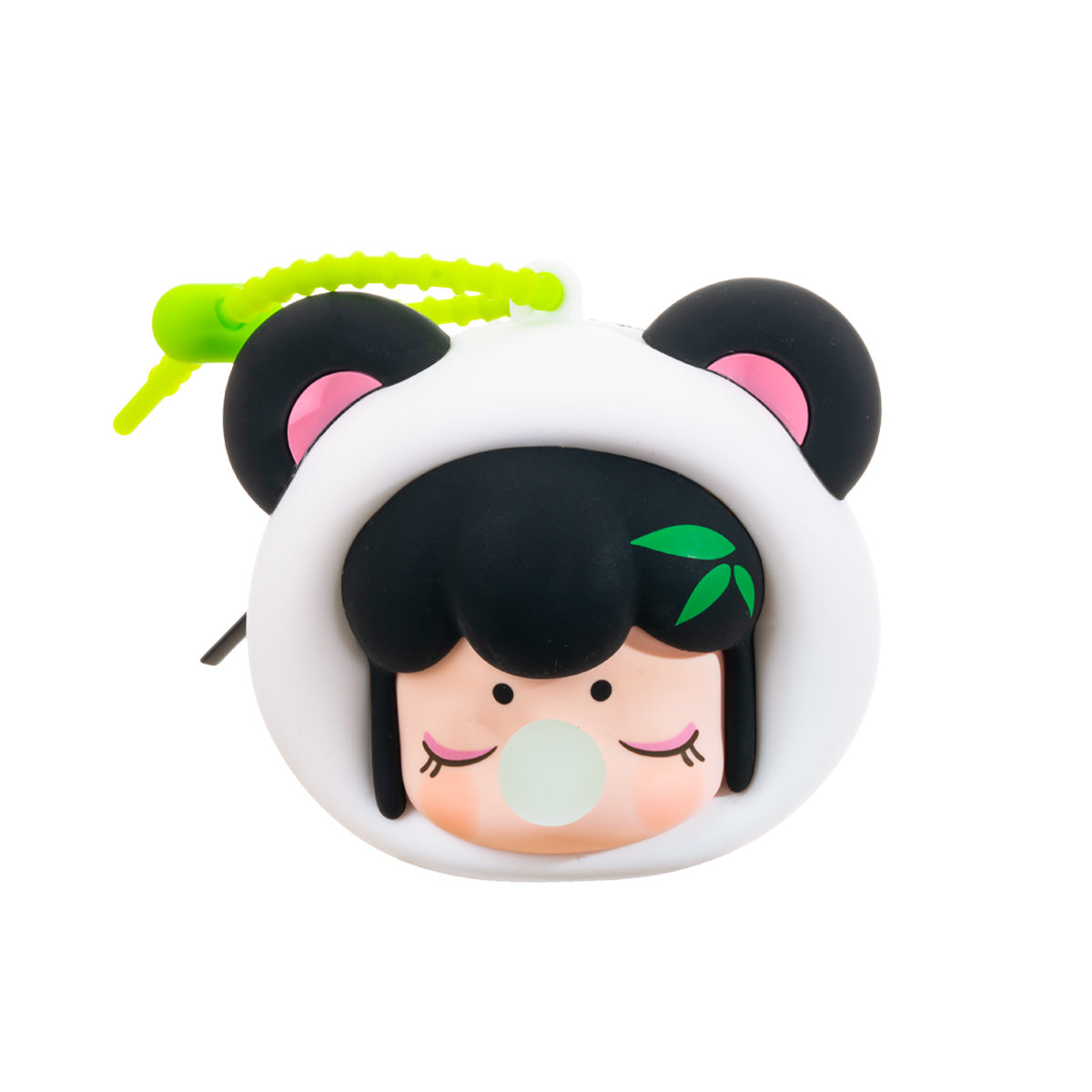 Baby Nanci Fluffy Party-Panda-Kopfhörerhülle auf weißem Hintergrund