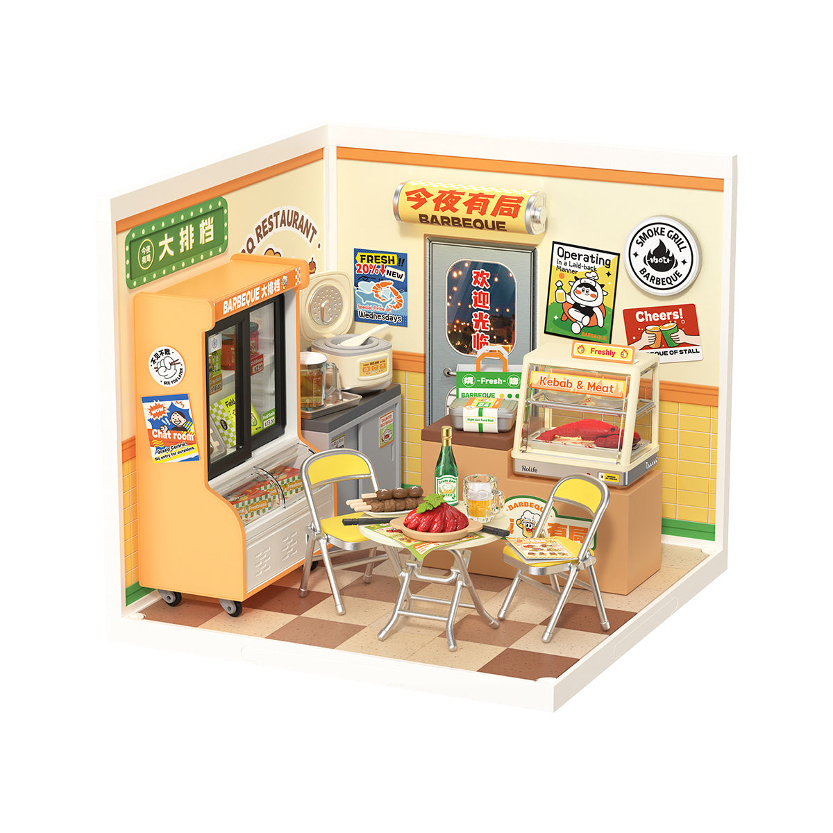 Rolife Night Out Food Stall DW022 weißer Hintergrund MINIATURZIMMERPRODUKTANSICHT