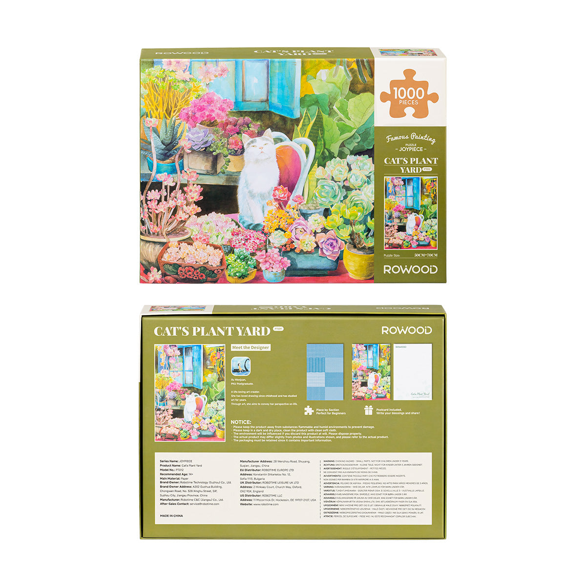 Rowood Cat's Plant Yard PT012 Produktpaket mit Puzzle-Kunstwerk und Box