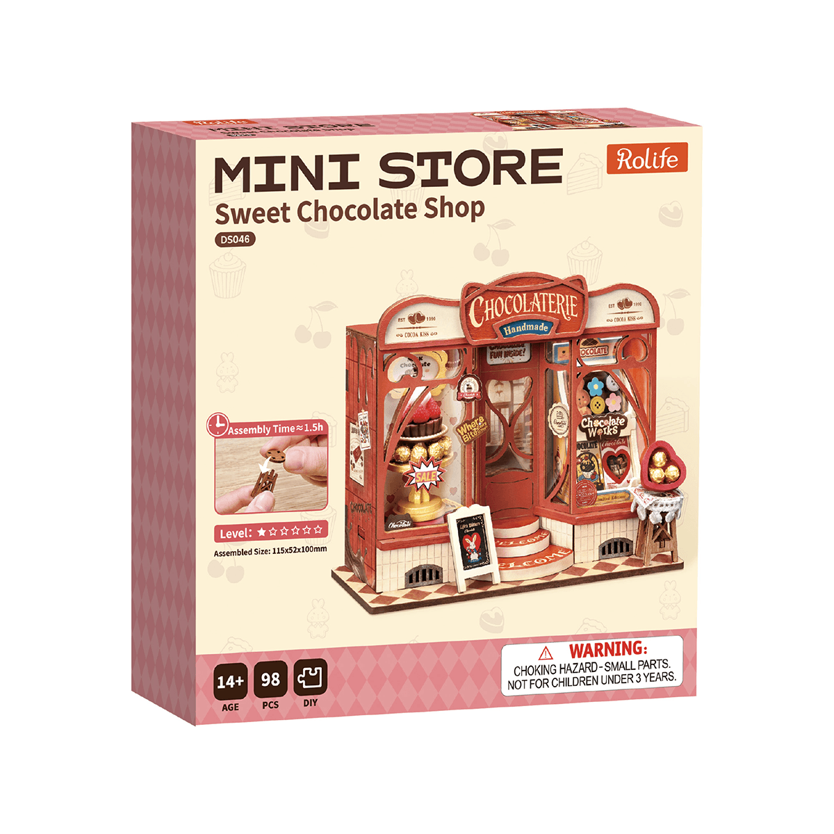 Rolife Sweet Chocolate Shop DS046 Produktpaket mit fertigem Miniatur-Schokoladenladen
