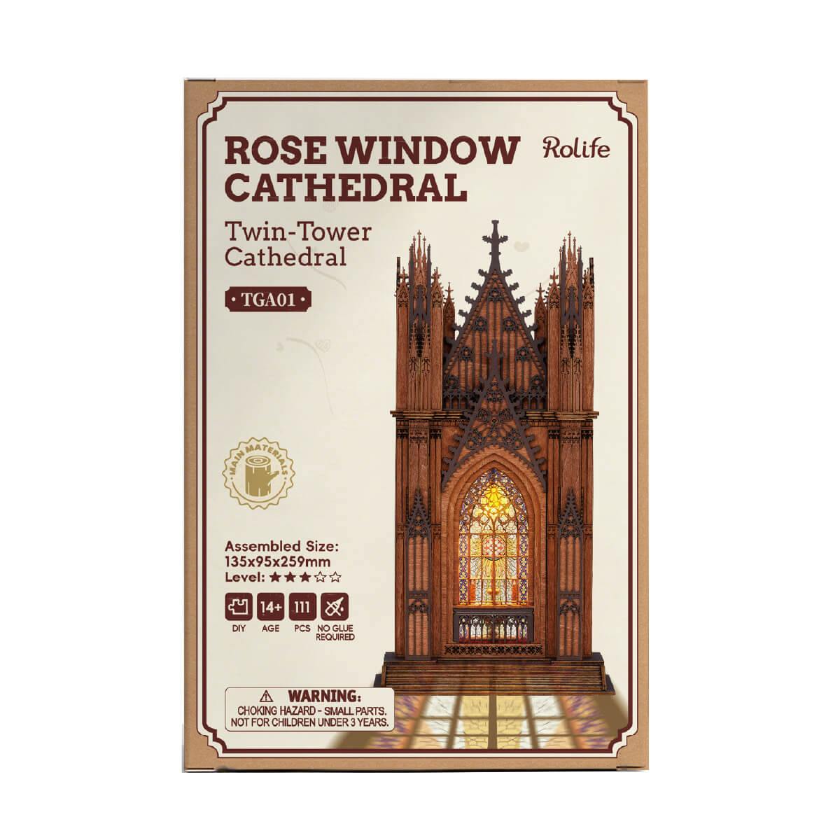 Rolife Twin-Tower Cathedral TGA01-Paket mit beleuchtetem Gothic-Modell