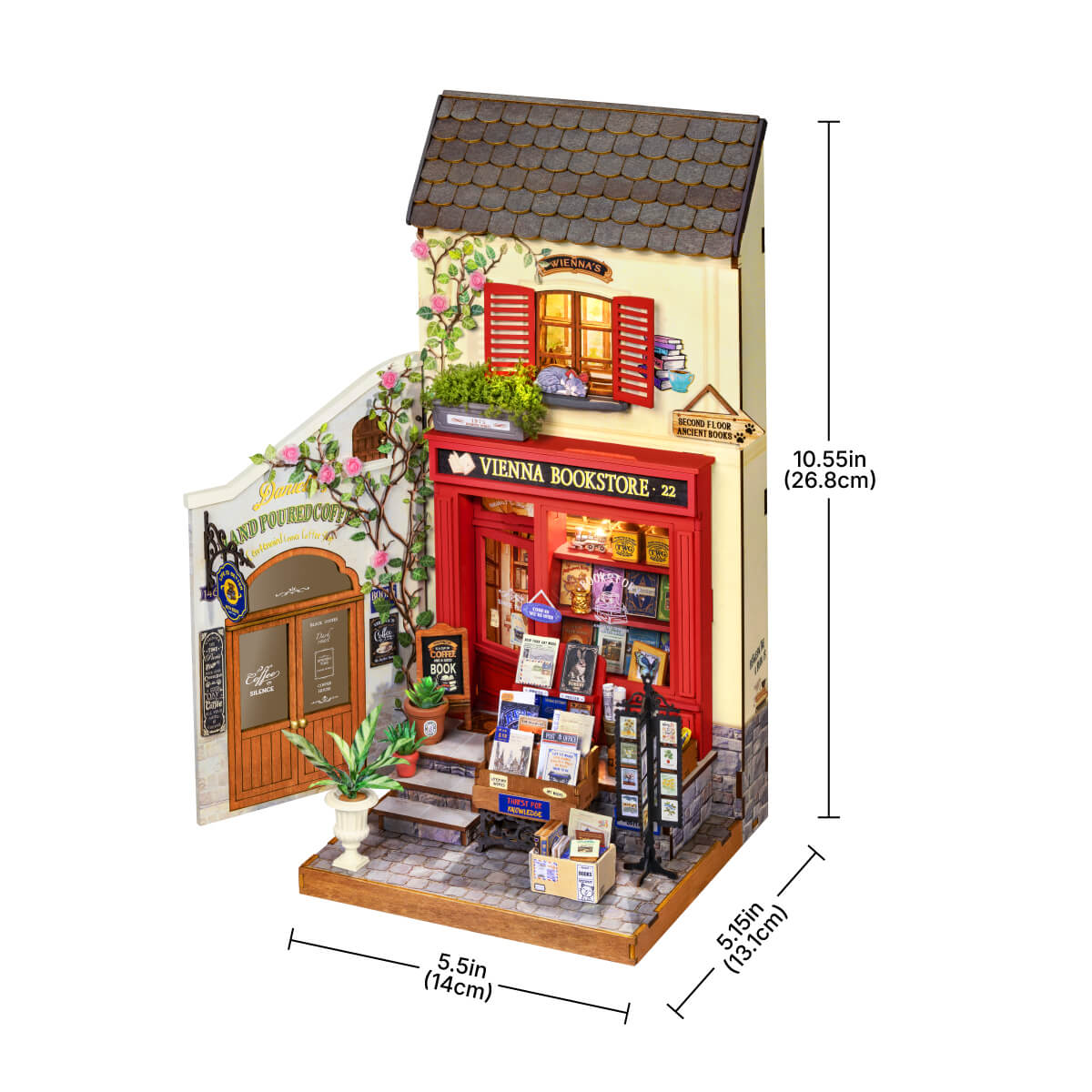 Wiener Buchhandlung DG183 Größe Grafik, 14 x 13,1 x 26,8 cm Miniaturhaus