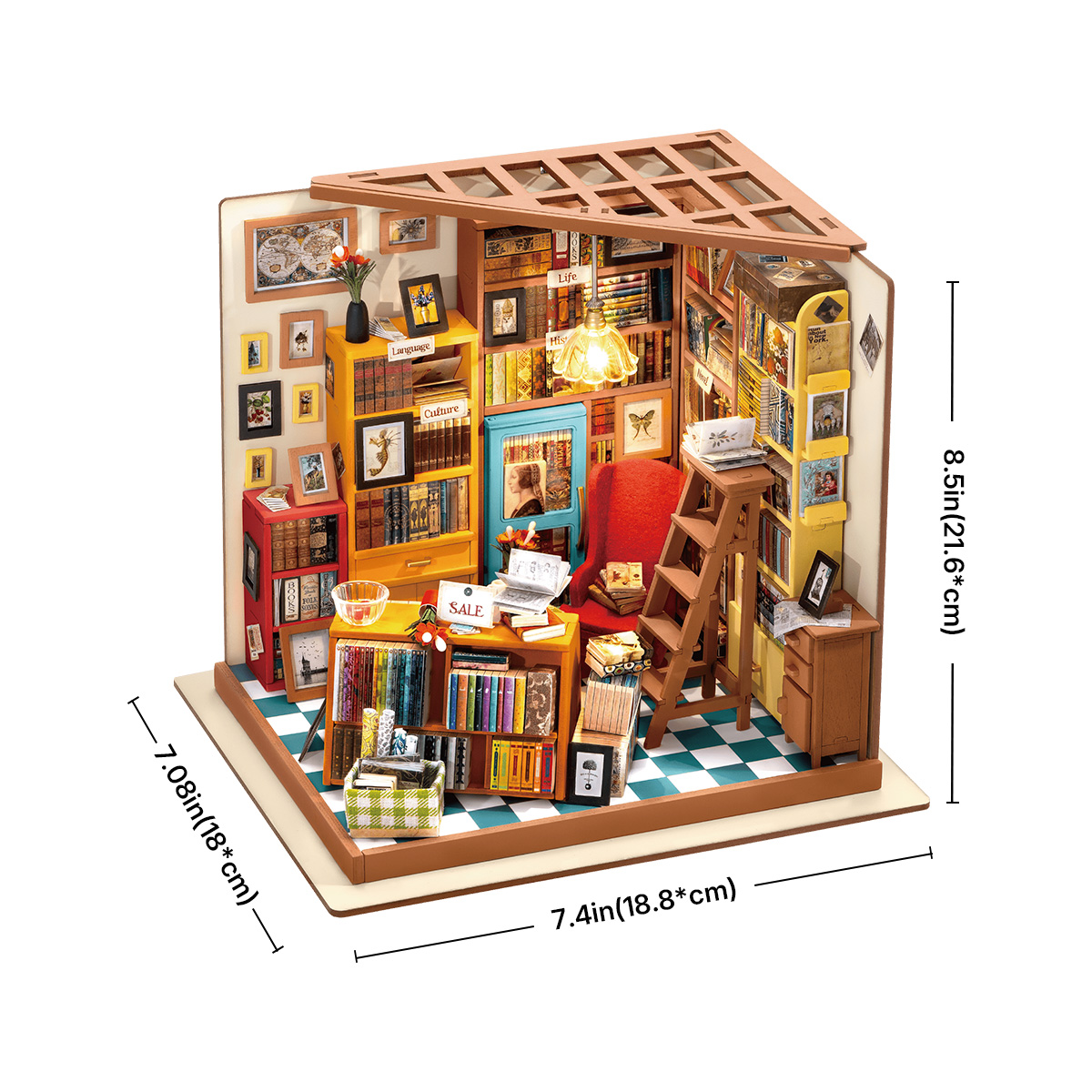 Rolife DIY Miniatur-Puppenhaus – Sam's Study DG102 Bausatzteile-Layoutgrafik