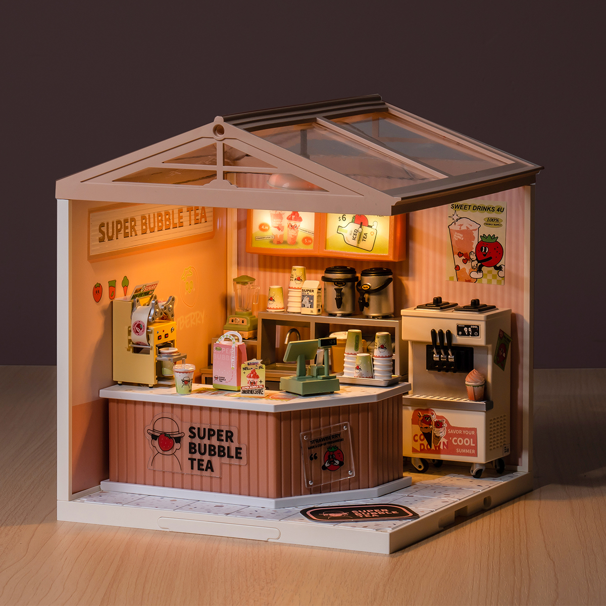 Rolife Double Joy Bubble Tea Super Creator Miniaturhaus DW006, Tischdekoration