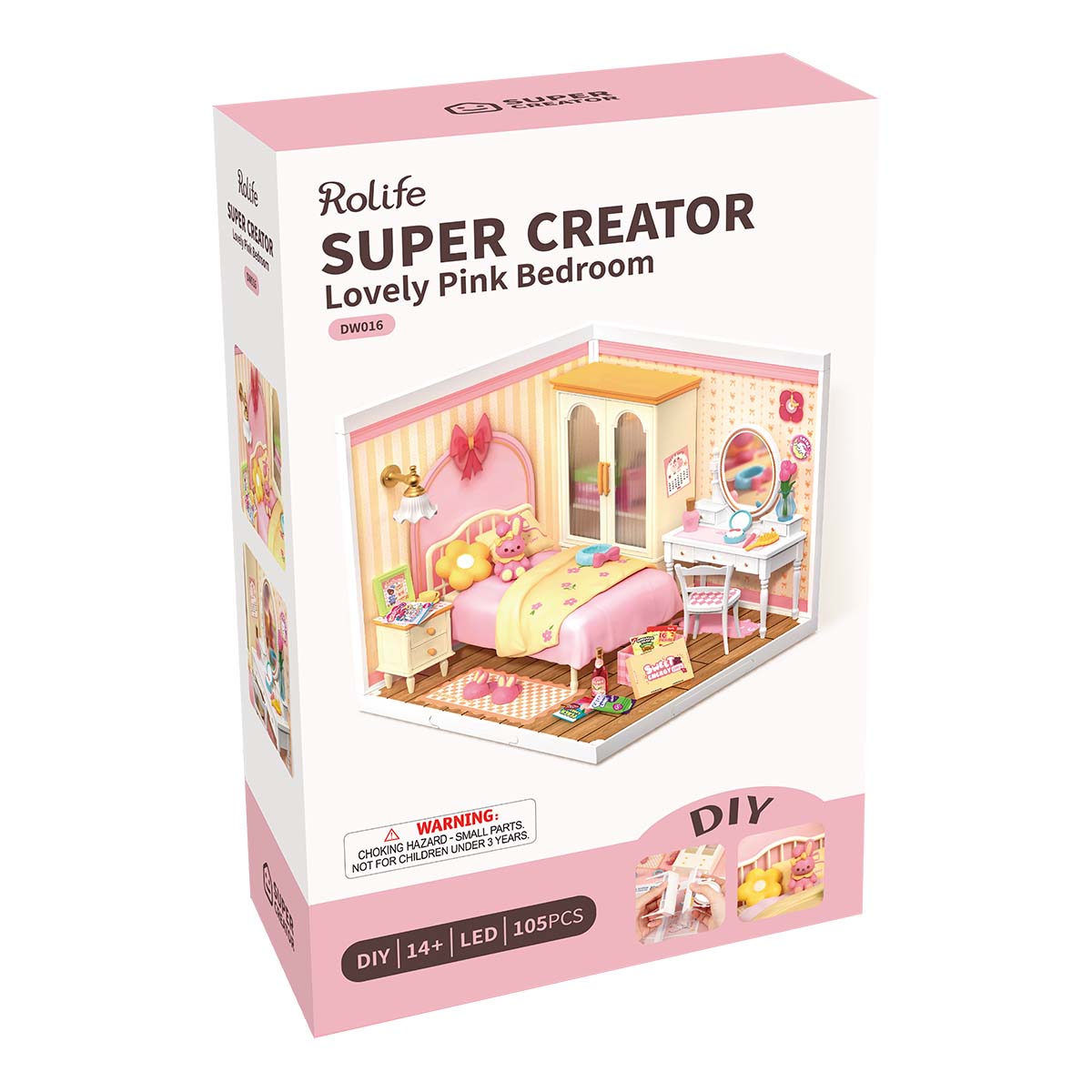 Rolife Lovely Pink Bedroom DIY-Miniaturhaus DW016