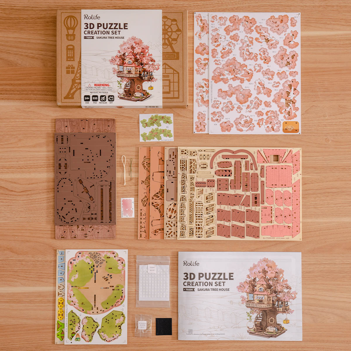 Rolife 3D-Holzpuzzle – Sakura Tree House TGS04 Detailansicht