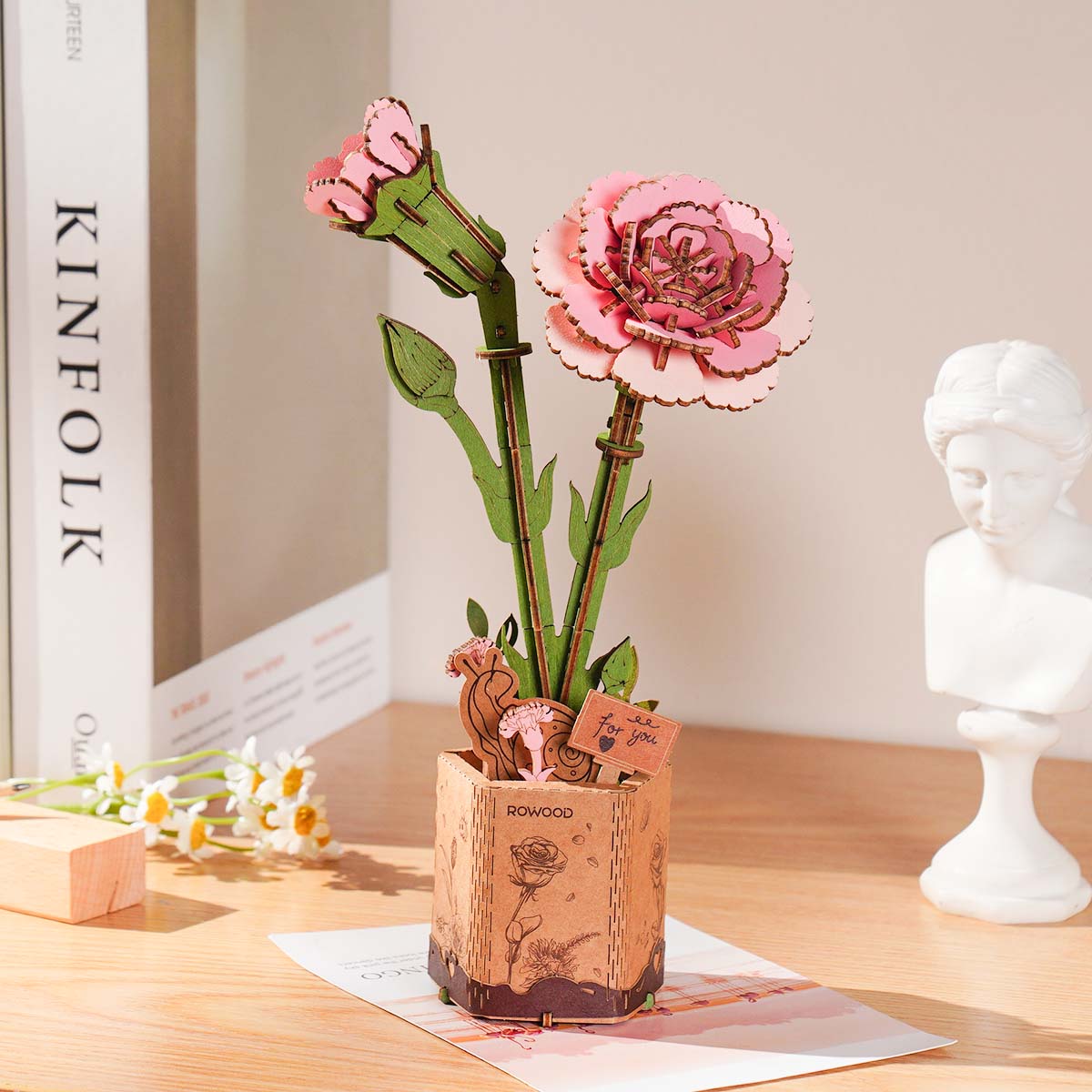 Rowood DIY Holzblume Rosa Nelke TW051 Galeriebild 5