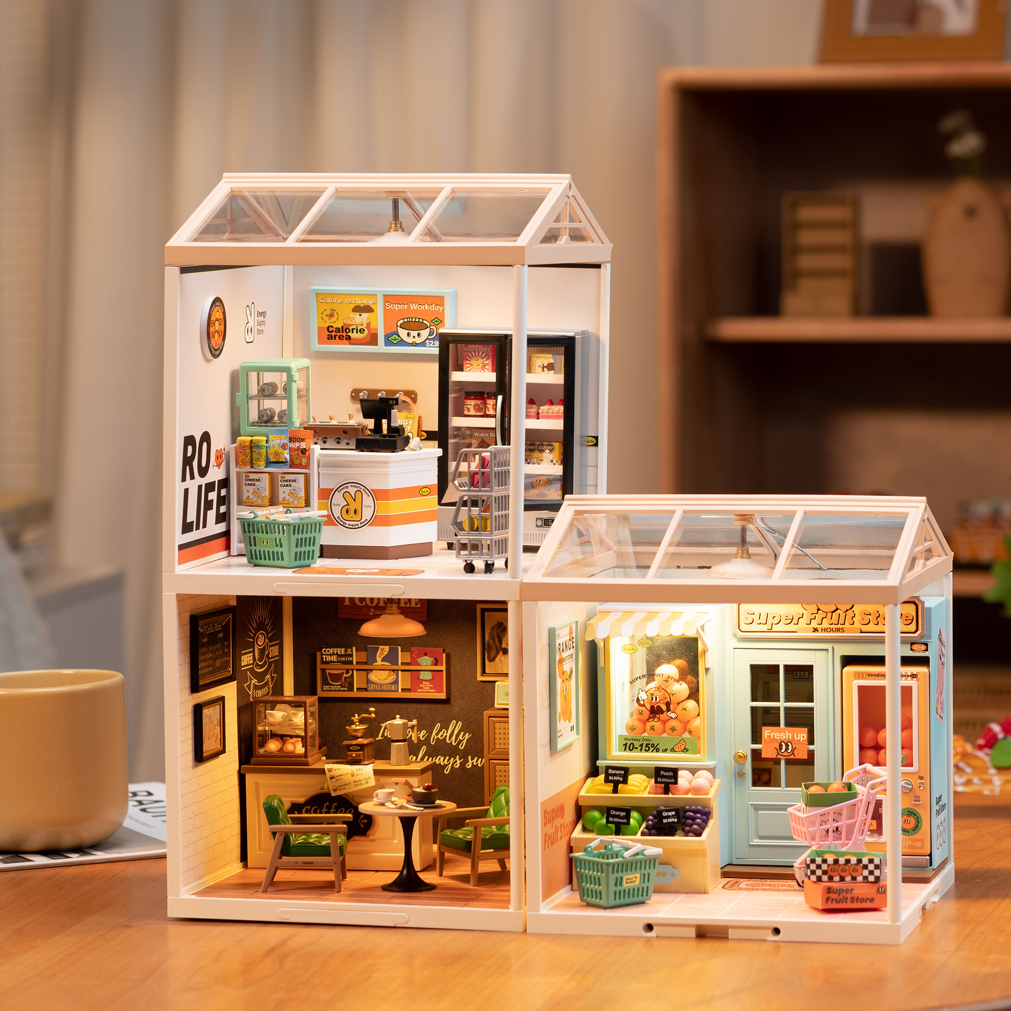 Rolife Super Creator - Super Store Series collectiedisplay met meerdere winkels