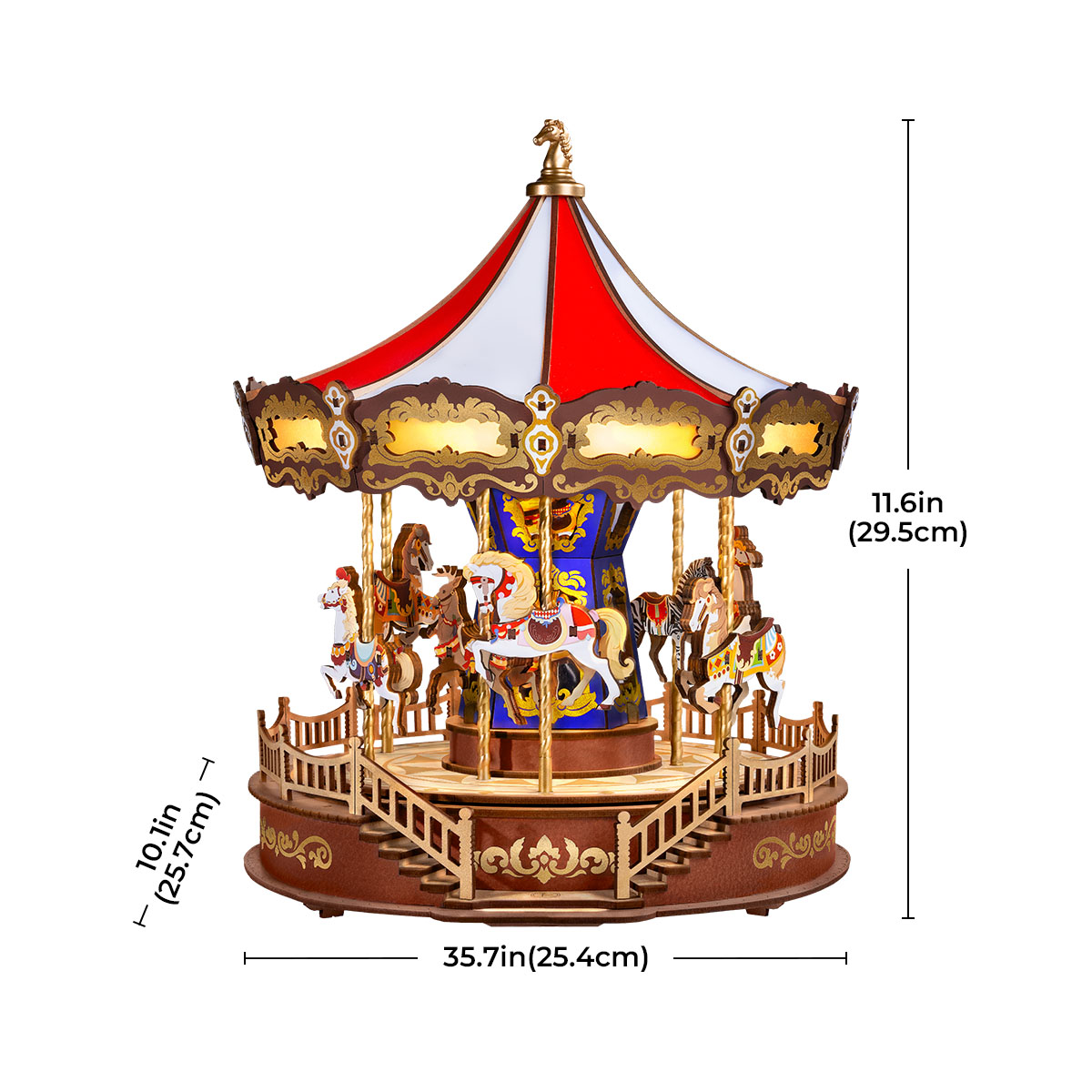 Rolife houten 3D-puzzel - klassieke carrousel AMC01 galerij afbeelding 5