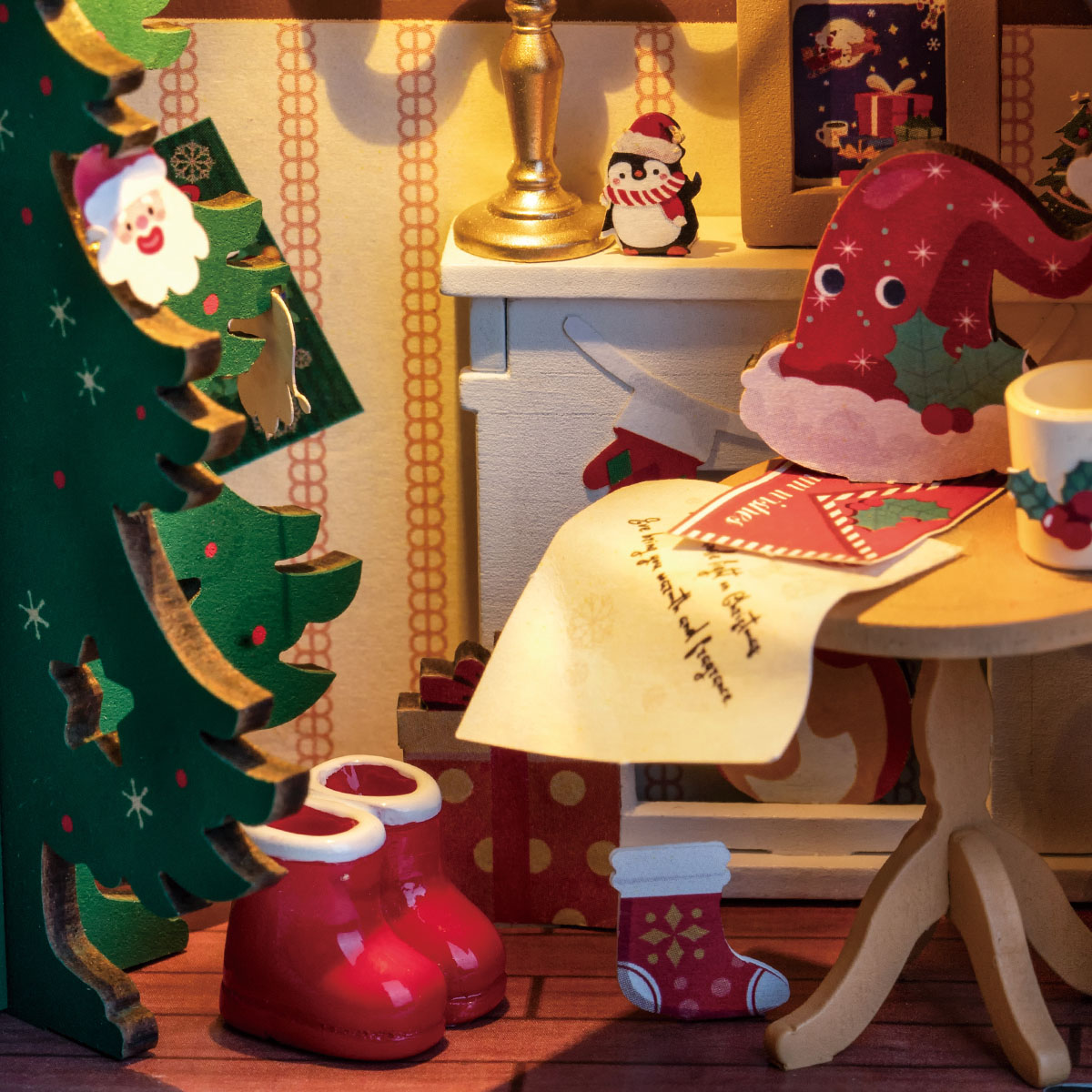 Rolife DIY miniatuurhuis - Twinkling Christmas House DS036 detailweergave