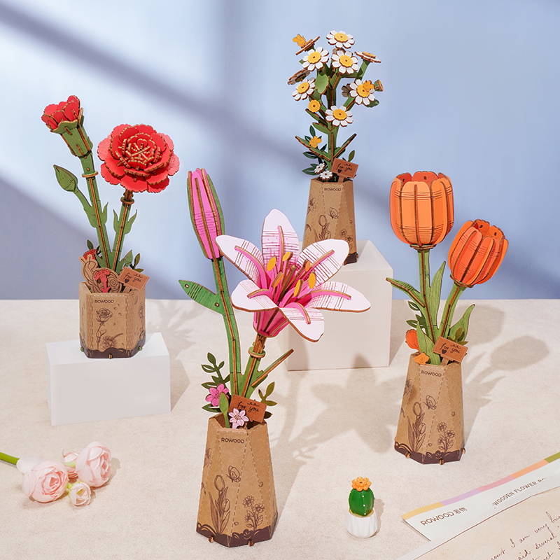 Rowood DIY Houten Bloem Oranje Tulp TW081 galerij afbeelding 4