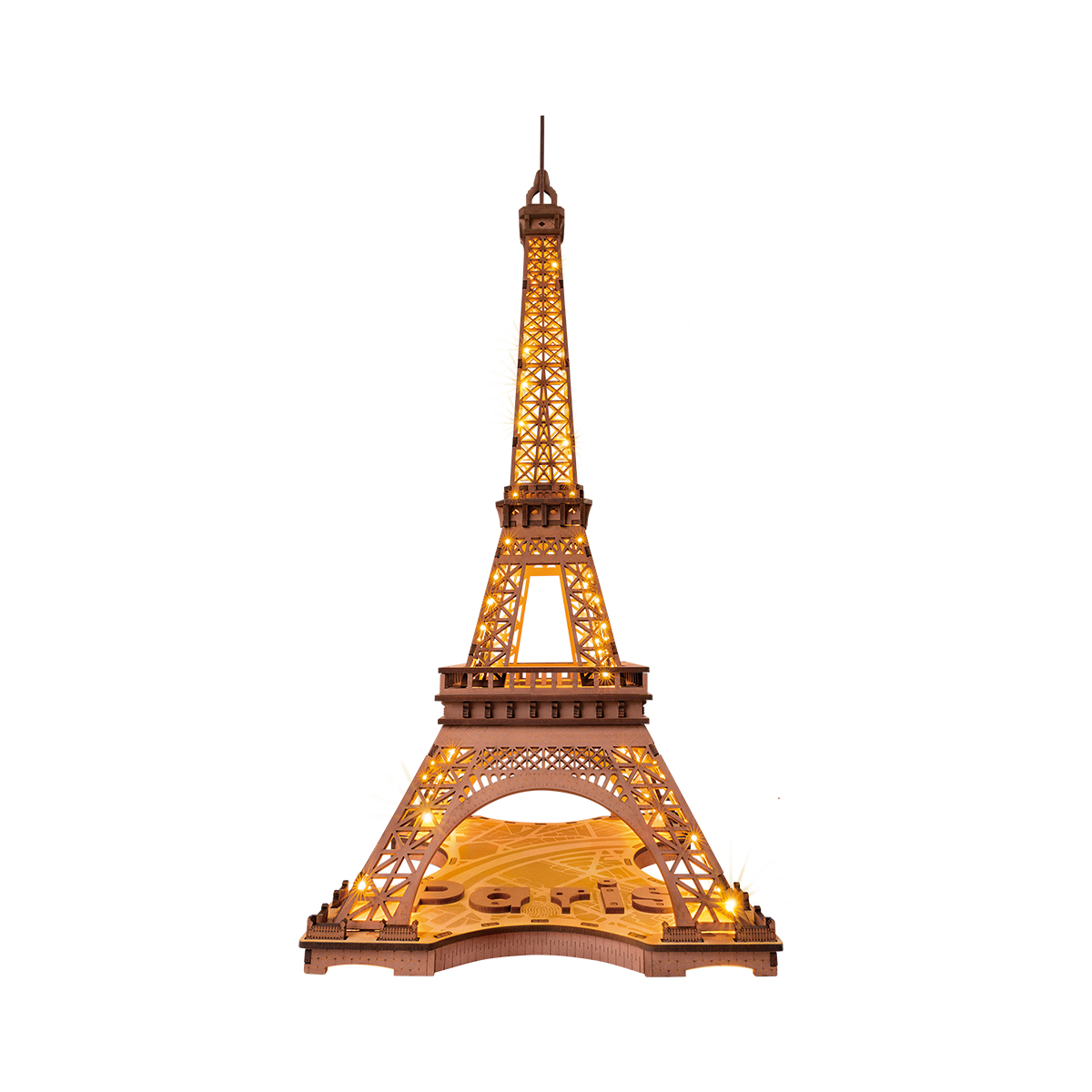 Rolife houten 3D-puzzel - Nacht van de Eiffeltoren TGL01 witte achtergrond Modelweergave van de Eiffeltoren