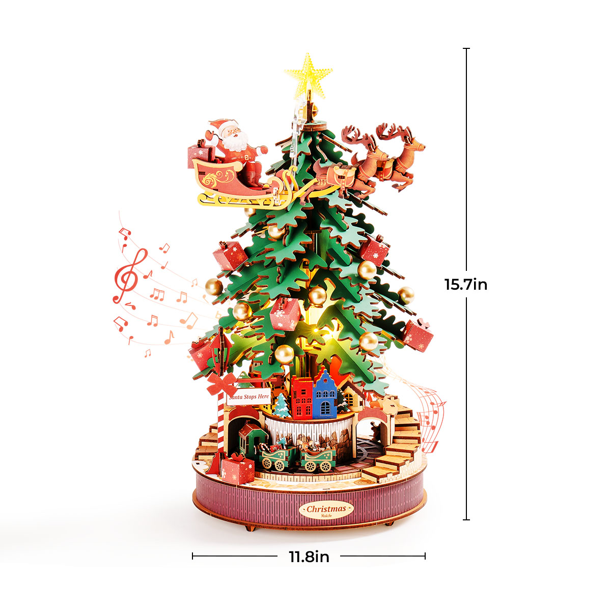 Rolife 3D Houten Puzzel - Kerstmelodieboom AMS01 galerij afbeelding 9