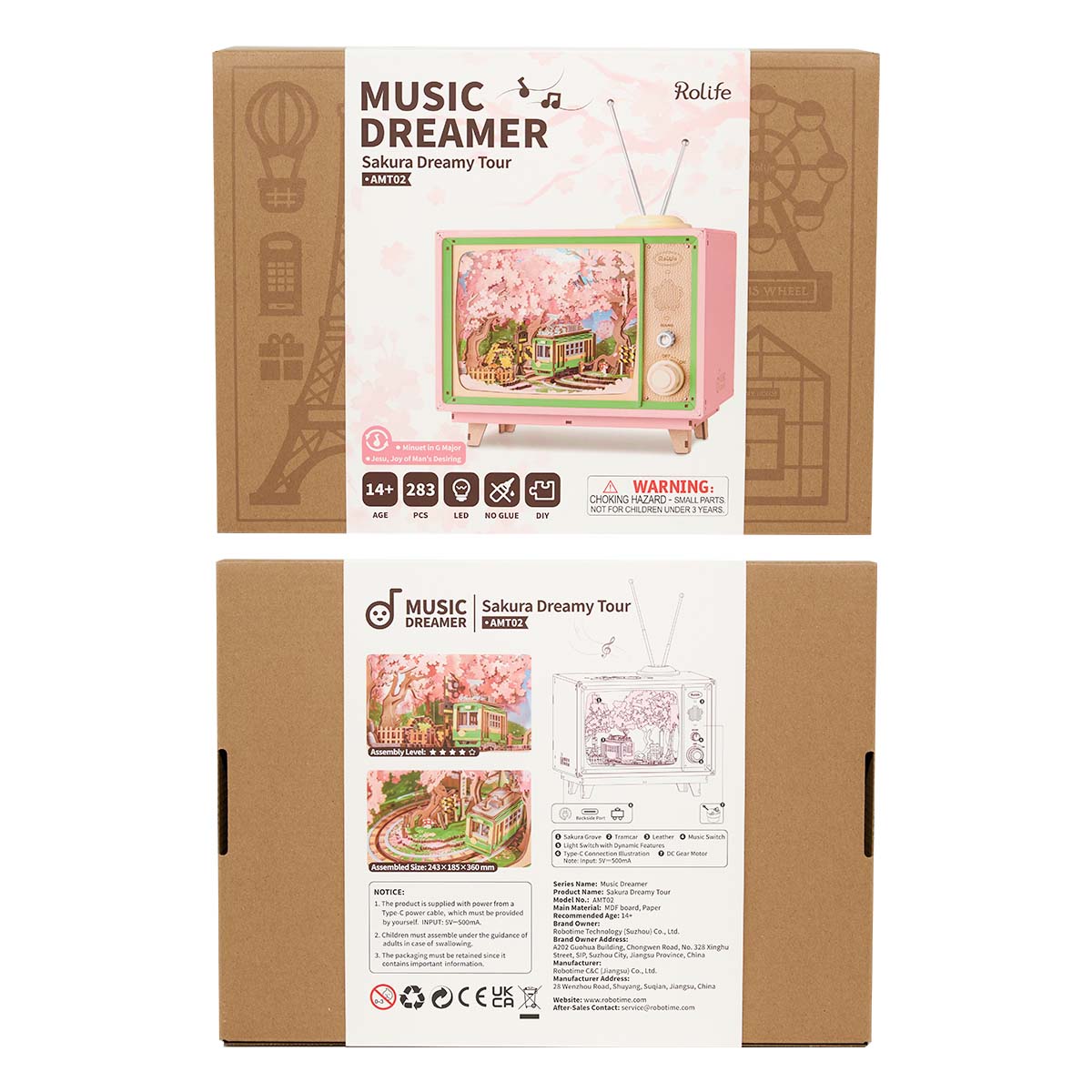 Rolife Sakura Dreamy Tour AMT02 productpakket met voltooide muziekdoos