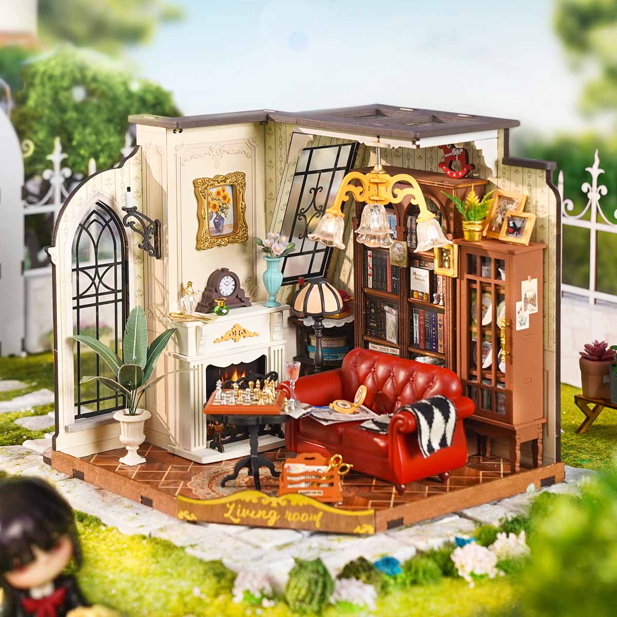 Rolife Catherine's Living Room DG175 miniatuurhuis in een warme buitenscène
