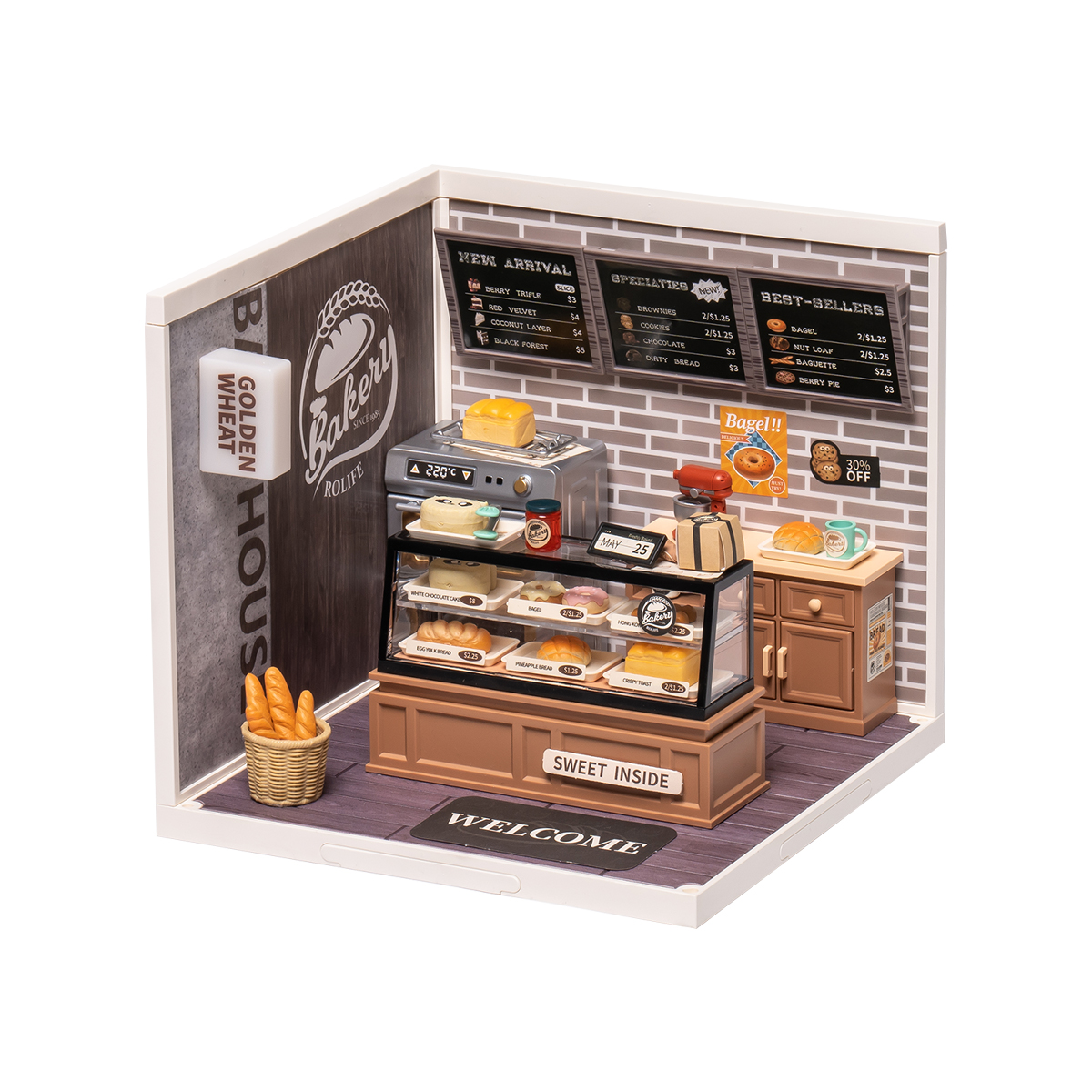 Rolife Golden Wheat Bakery Super Creator Miniatuurhuis DW005B witte achtergrond productweergave