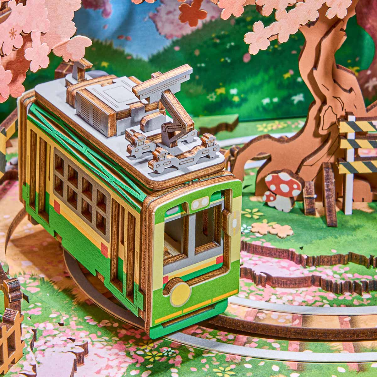 Sakura Dreamy Tour AMT02 close-up van de tram en scènedetails van kersenbloesem