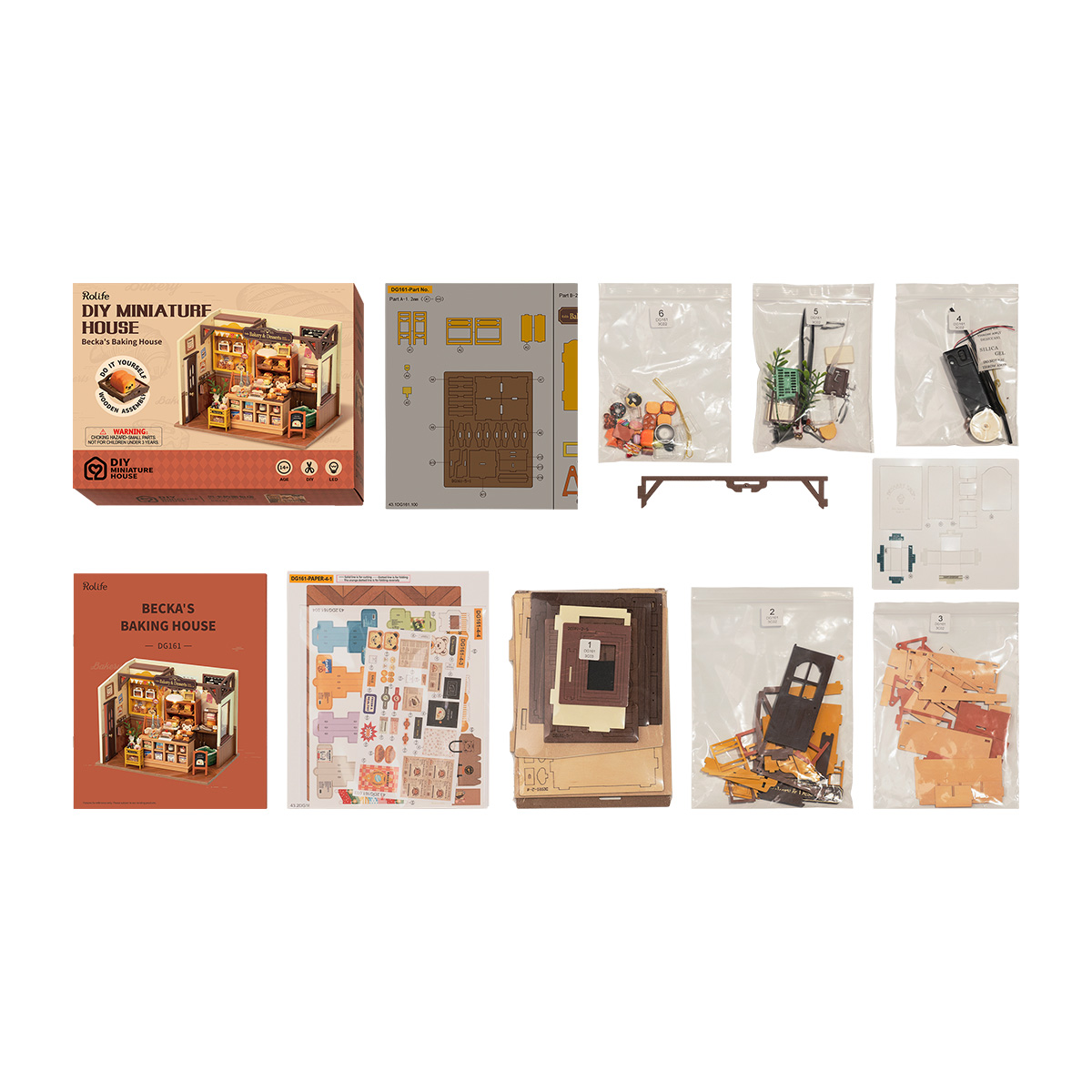 Rolife DIY Miniatuurhuis - Becka's Baking House DG161 onderdelen layout grafisch