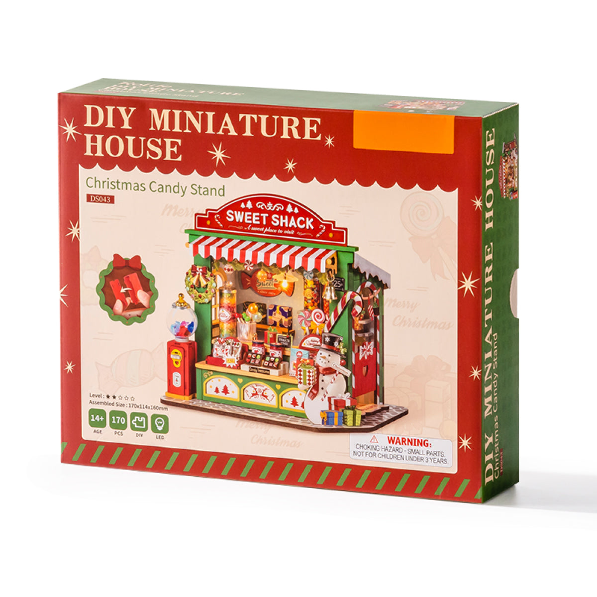 Rolife Christmas Candy Stand DS043 productpakket met voltooide miniatuur zoete hut