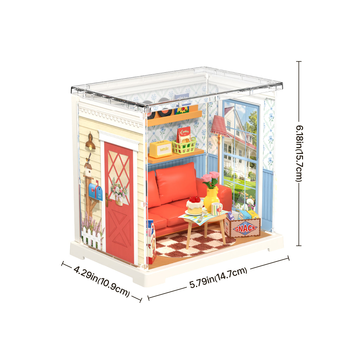 Country Blue Lounge DWS05B formaat afbeelding met gemonteerde afmetingen getoond