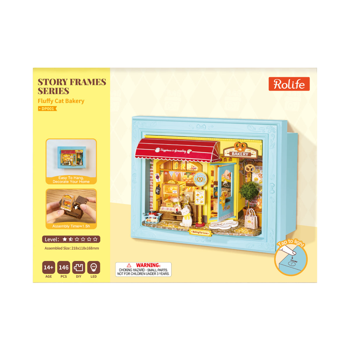 Rolife Fluffy Cat Bakery DP001 productpakket met voltooid verhaalframe