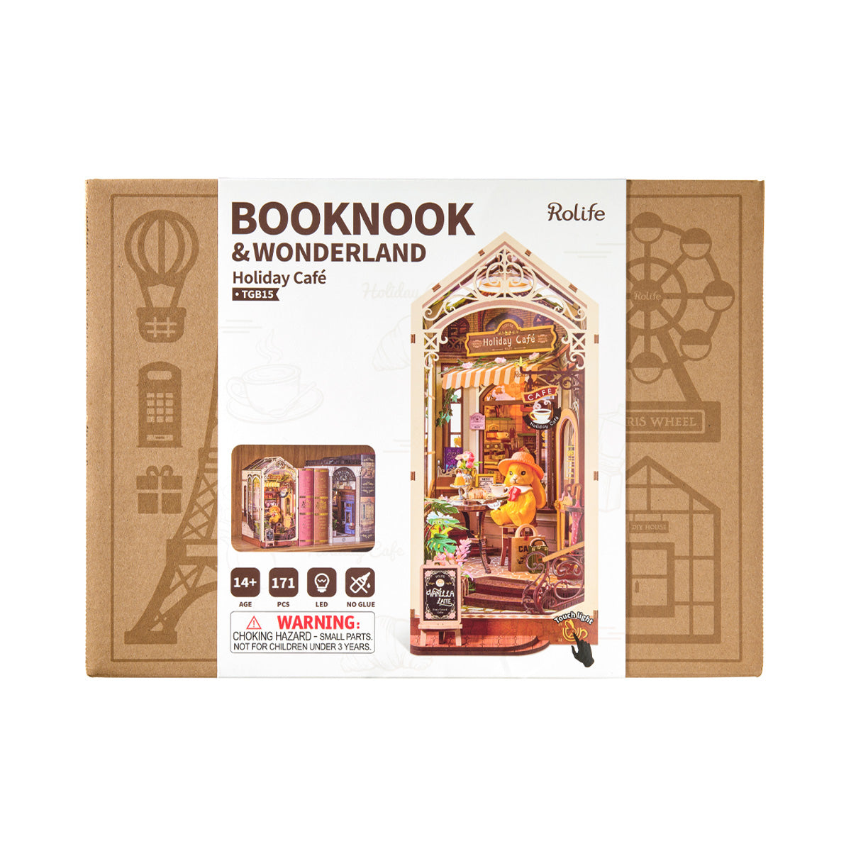 Rolife Holiday Cafe TGB15 productpakket met voltooid boekenhoekje