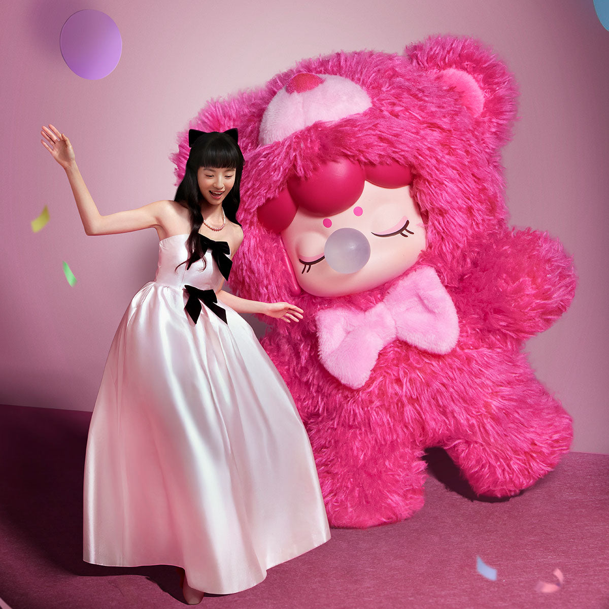 Rolife Nanci Bear Inner World roze beer pluche hanger display scène