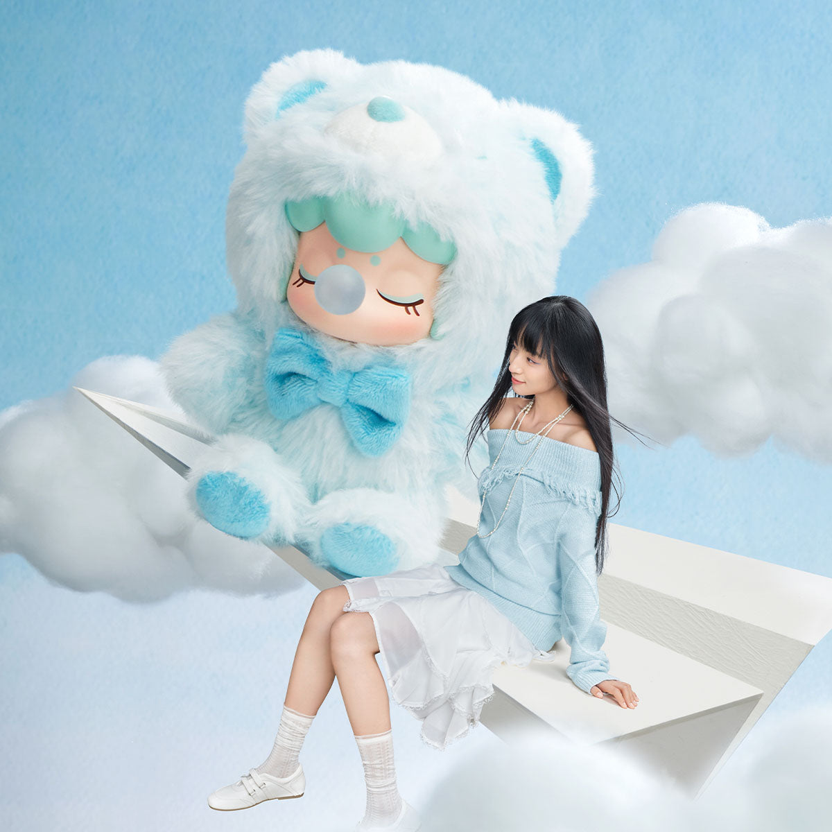 Rolife Nanci Bear Inner World lichtblauwe beer pluche hanger wolk scène